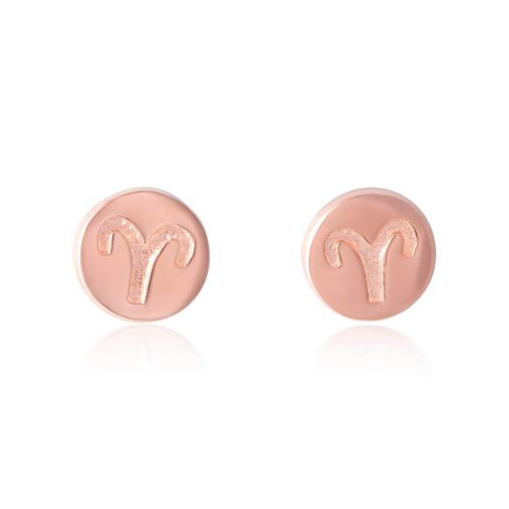 Sterling Silver ARIES Earrings Rose Gold plated - Picture 3 of 5